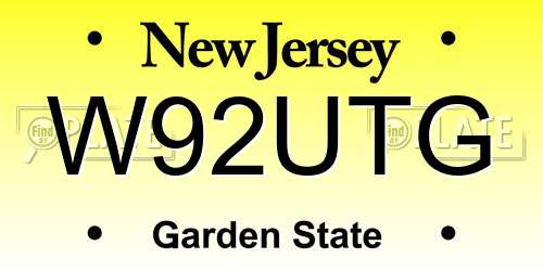 W92UTG New Jersey License Plate