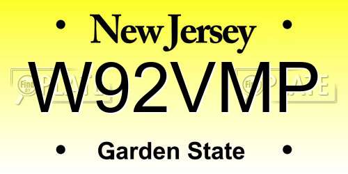 W92VMP New Jersey License Plate