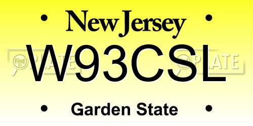 W93CSL New Jersey License Plate