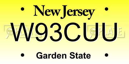 W93CUU New Jersey License Plate
