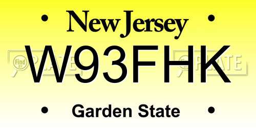 W93FHK New Jersey License Plate