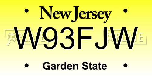 W93FJW New Jersey License Plate