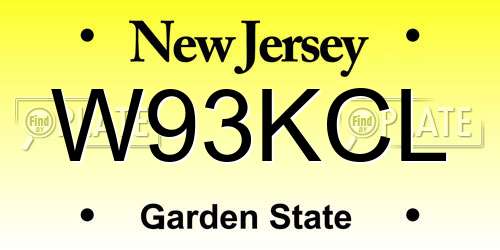 W93KCL New Jersey License Plate