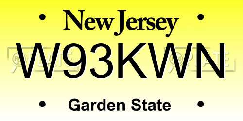 W93KWN New Jersey License Plate