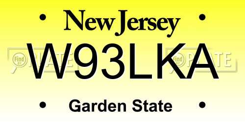 W93LKA New Jersey License Plate