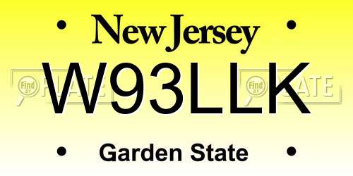 W93LLK New Jersey License Plate