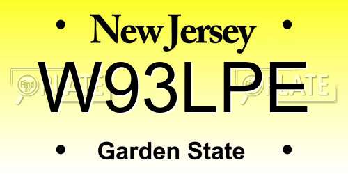 W93LPE New Jersey License Plate