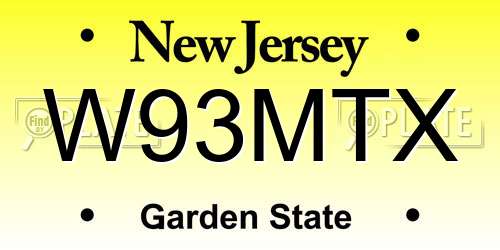 W93MTX New Jersey License Plate