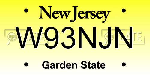 W93NJN New Jersey License Plate