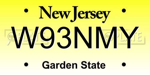 W93NMY New Jersey License Plate