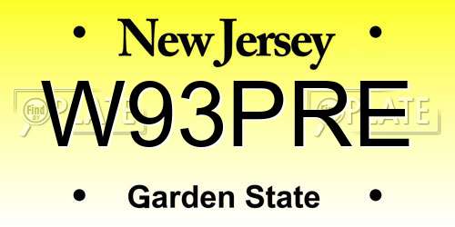 W93PRE New Jersey License Plate