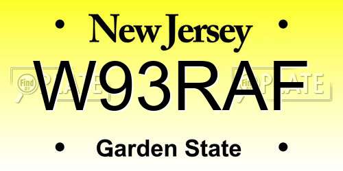 W93RAF New Jersey License Plate
