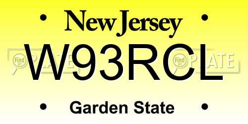 W93RCL New Jersey License Plate