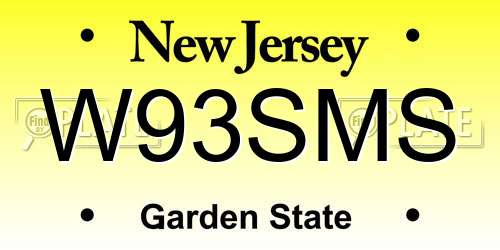W93SMS New Jersey License Plate