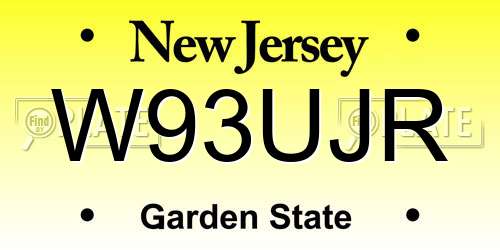 W93UJR New Jersey License Plate