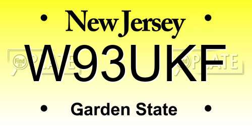 W93UKF New Jersey License Plate