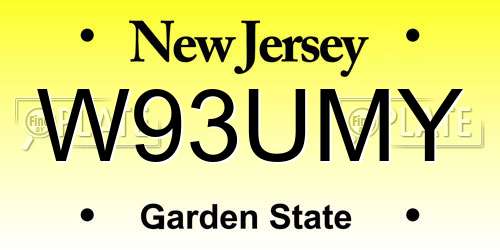 W93UMY New Jersey License Plate