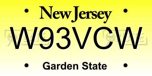 W93VCW New Jersey License Plate