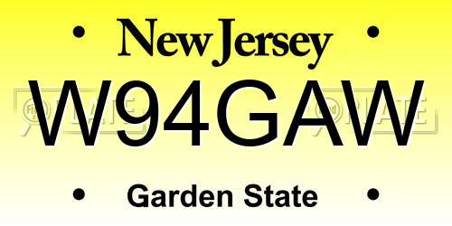 W94GAW New Jersey License Plate
