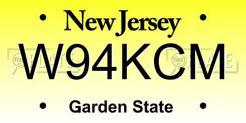 W94KCM New Jersey License Plate