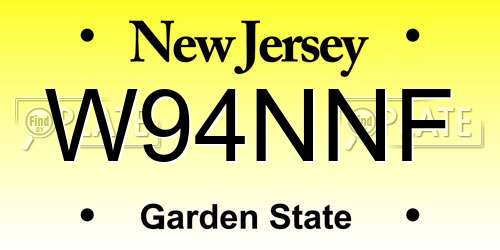 W94NNF New Jersey License Plate