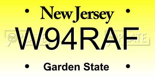 W94RAF New Jersey License Plate