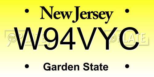 W94VYC New Jersey License Plate