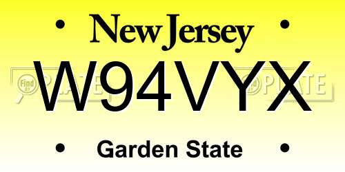 W94VYX New Jersey License Plate