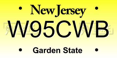 W95CWB New Jersey License Plate