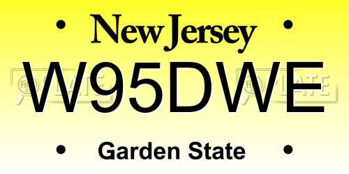 W95DWE New Jersey License Plate