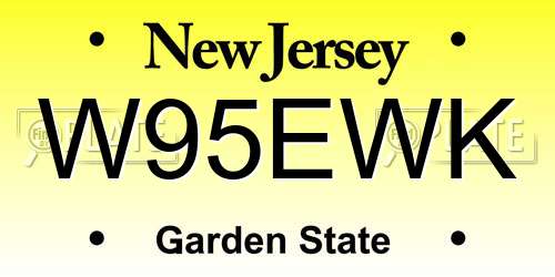 W95EWK New Jersey License Plate