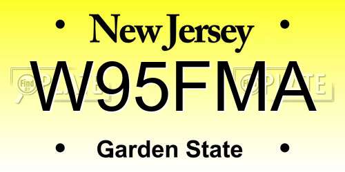 W95FMA New Jersey License Plate