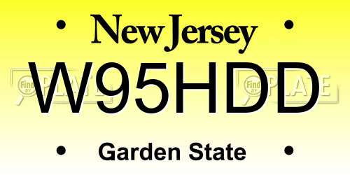W95HDD New Jersey License Plate