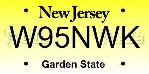 W95NWK New Jersey License Plate