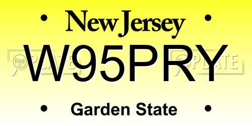W95PRY New Jersey License Plate