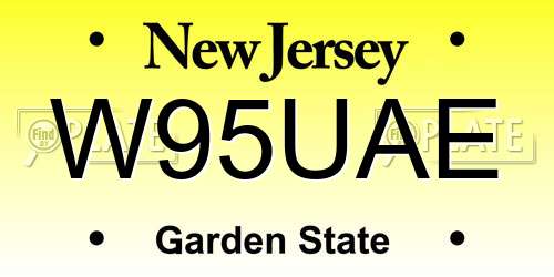 W95UAE New Jersey License Plate