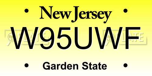 W95UWF New Jersey License Plate