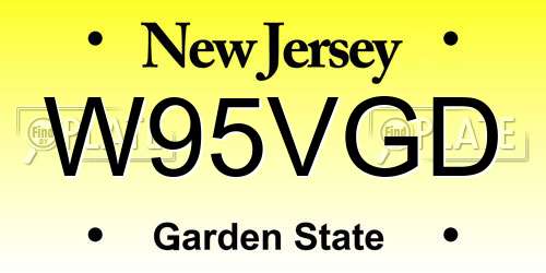 W95VGD New Jersey License Plate