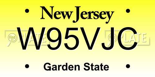 W95VJC New Jersey License Plate