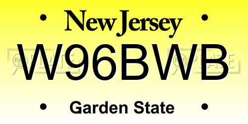 W96BWB New Jersey License Plate