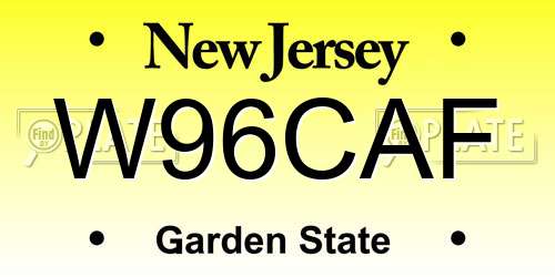 W96CAF New Jersey License Plate