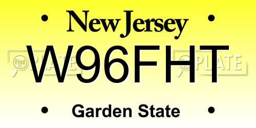 W96FHT New Jersey License Plate