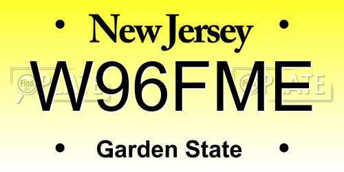W96FME New Jersey License Plate