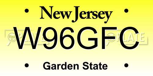 W96GFC New Jersey License Plate