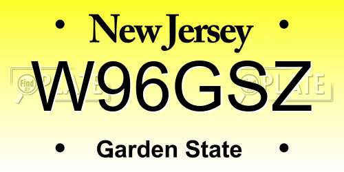 W96GSZ New Jersey License Plate