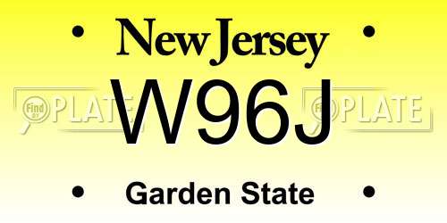 W96J New Jersey License Plate