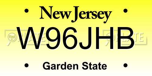 W96JHB New Jersey License Plate