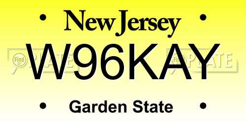W96KAY New Jersey License Plate