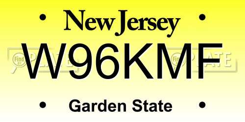 W96KMF New Jersey License Plate