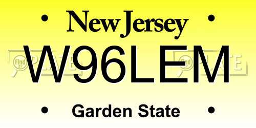 W96LEM New Jersey License Plate